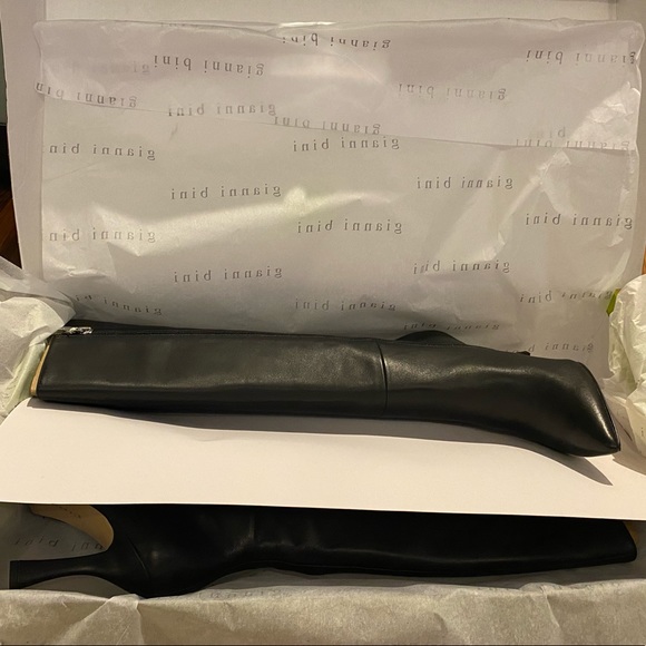 NWT Gianni Bini Black Lennoxe Leather Tall Boot Size 8.5 - Picture 2 of 8